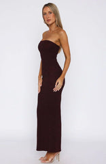 Mad Love Strapless Maxi Dress Burgundy