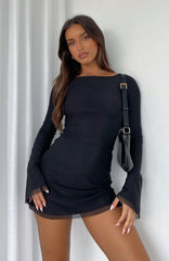 Excuse Me Miss Long Sleeve Mini Dress Black