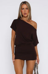 My Own Hero Mini Dress Chocolate