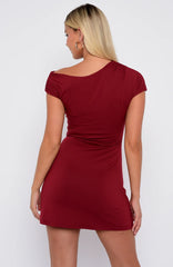 Hold The Moment Mini Dress Merlot