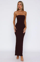 Mad Love Strapless Maxi Dress Burgundy