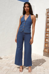 Dirt Bike Halter Top Denim