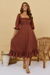 Loved By The Moon Midi Dress Brown