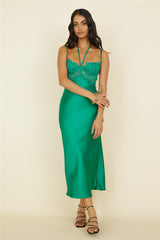 Sunday Brunch Satin Maxi Dress Green