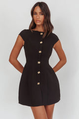 Rebel Cap Sleeve Mini Dress Black
