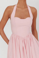 Get My Attention Halterneck Maxi Dress Pink