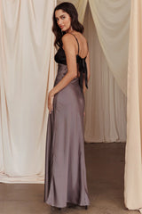 Bayleigh Low Bow Tie Back Dress Charcoal