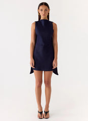 Cerina High Neck Mini Dress - Navy