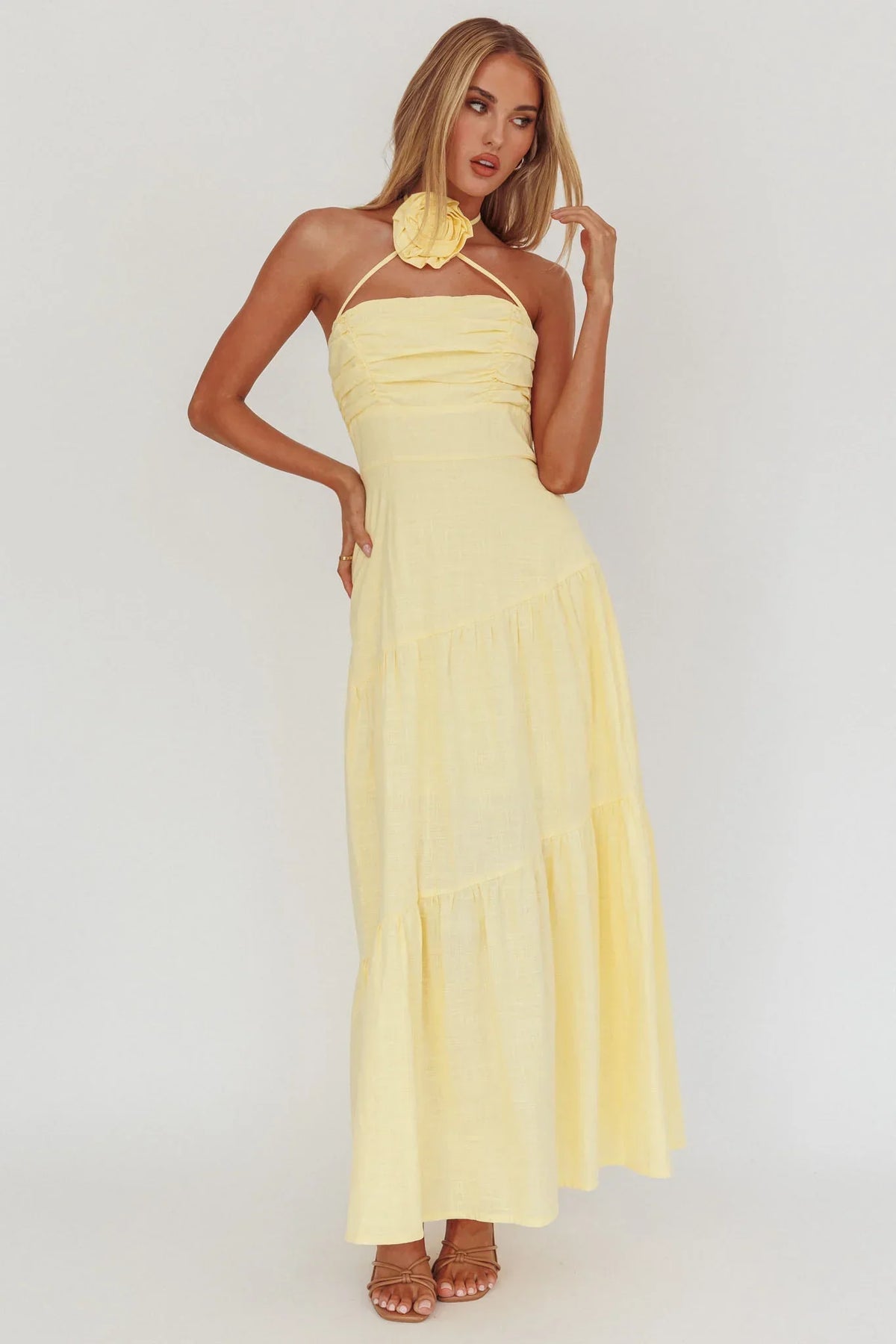 Bondi Rose Decoration Maxi Dress Lemon
