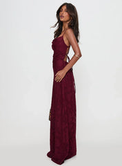 Celena Maxi Dress Burgundy Burnout