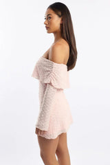 Pink Off Shoulder Dress Long Sleeve