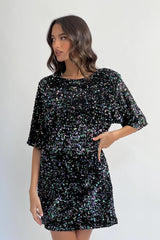 Miramar Backless Sequin Dress Black Multi