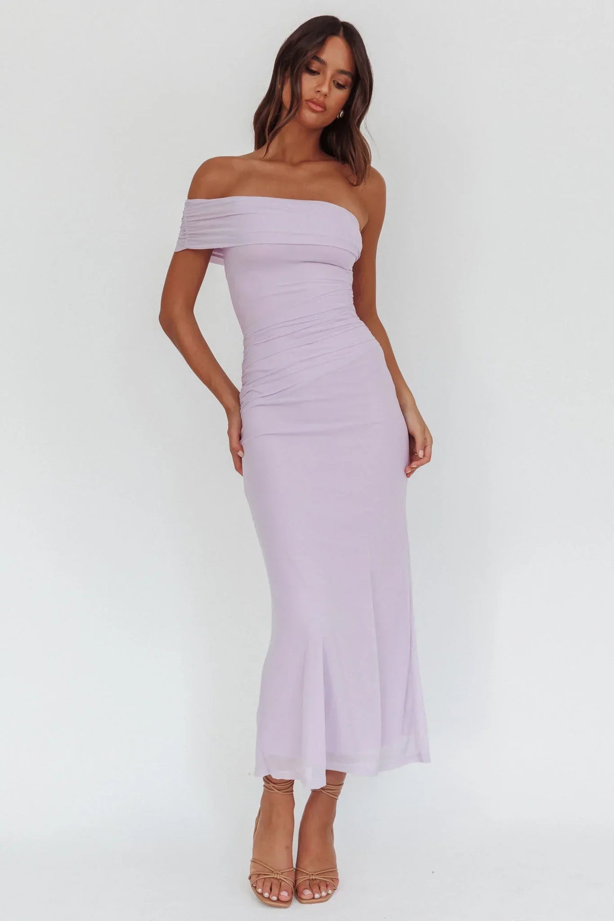 Gala One-Shoulder Maxi Dress Lilac
