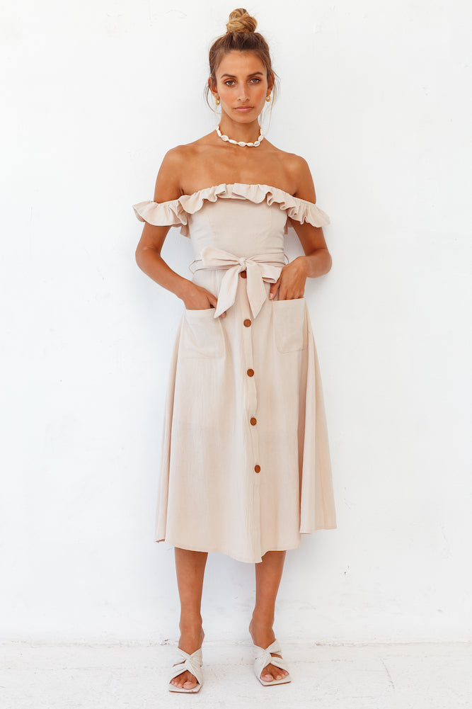 Deep End Midi Dress Beige