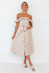 Deep End Midi Dress Beige
