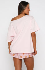 Sweetheart Pyjama Off Shoulder Tee Soft Pink