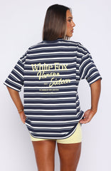 Verano Sixteen Viola Oversized Tee Navy Stripe